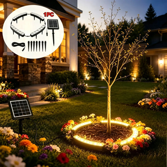 Solar Outdoor Tree Ring Uplights, Warm White & Color Modes, Waterproof Solar Outdoor Lights for Backyard Patio, Easy-Install Home Decor Landscape Lighting for Home Improvement