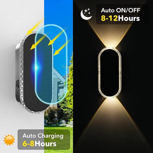 DERAYSION Solar Outdoor Wall Lights installed on fence